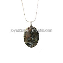 Vente en gros pendentif en agate en tranche naturelle avec collier en argent